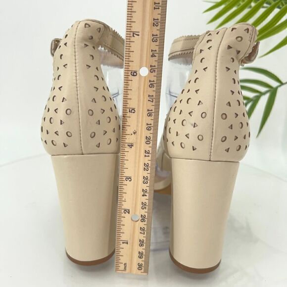 Botkier Gemi Sandals Women's Size 9.5 Ivory Cream Leather Block Heel Shoes - Picture 8 of 16